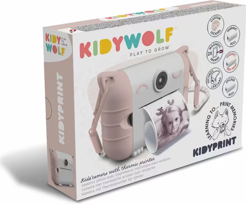 KIDYWOLF Φωτογραφική μηχανή με θερμική εκτύπωση - Ροζ Instant Camera