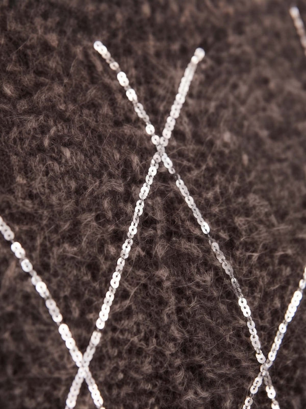Rhombus knit in Brown & Silver