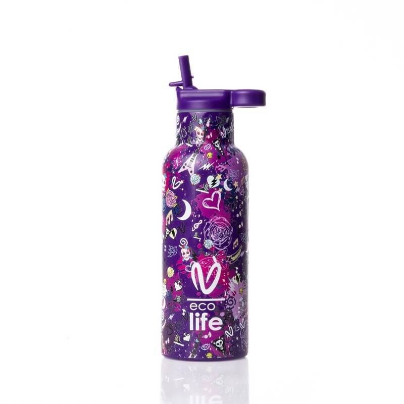 Ecolife X Vasiliki Ανοξείδωτο παγούρι θερμός με καλαμάκι 500ml Das