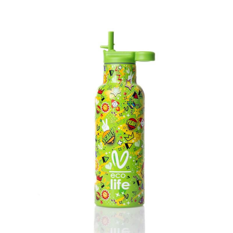 Ecolife X Vasiliki Ανοξείδωτο παγούρι θερμός με καλαμάκι 500ml Borola