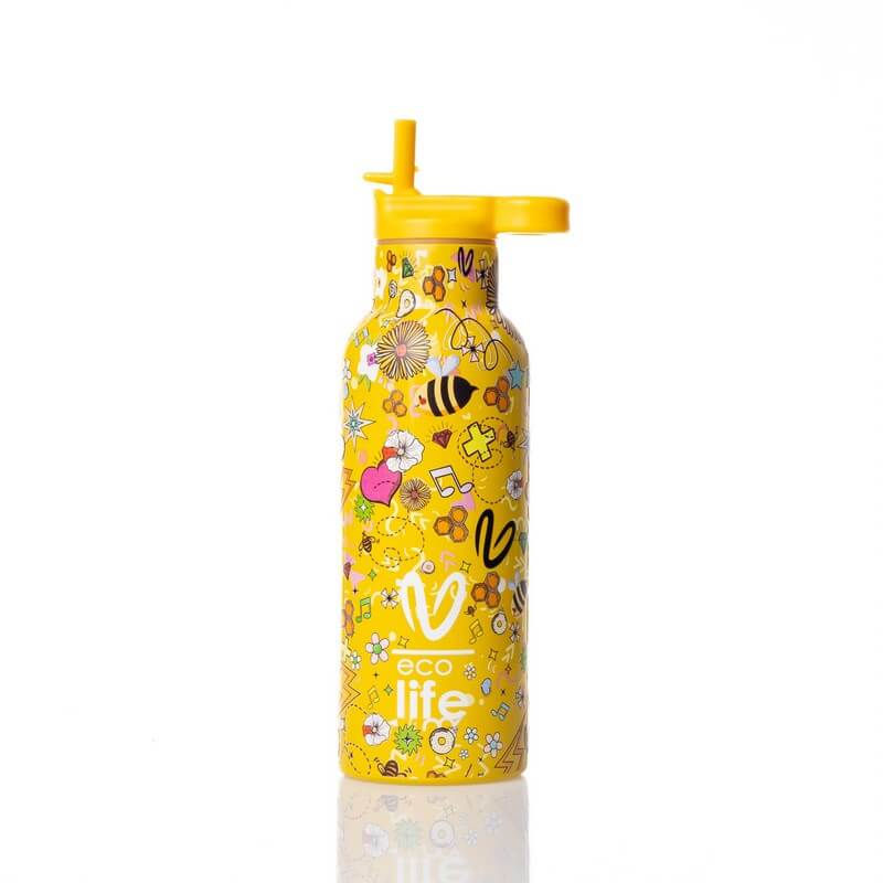 Eco life X Vasiliki Ανοξείδωτο παγούρι θερμός με καλαμάκι 500ml Joy