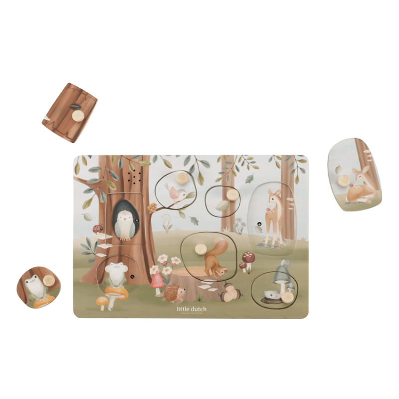 Little Dutch Ξύλινο παζλ με ήχους Forest Friends