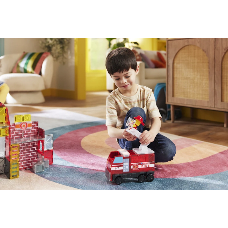 MAGNA-TILES Fire Station Μαγνητικό Σετ Κατασκευών 50 Τεμαχίων