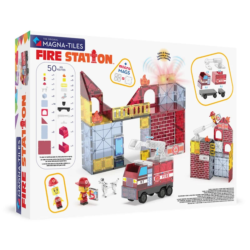 MAGNA-TILES Fire Station Μαγνητικό Σετ Κατασκευών 50 Τεμαχίων