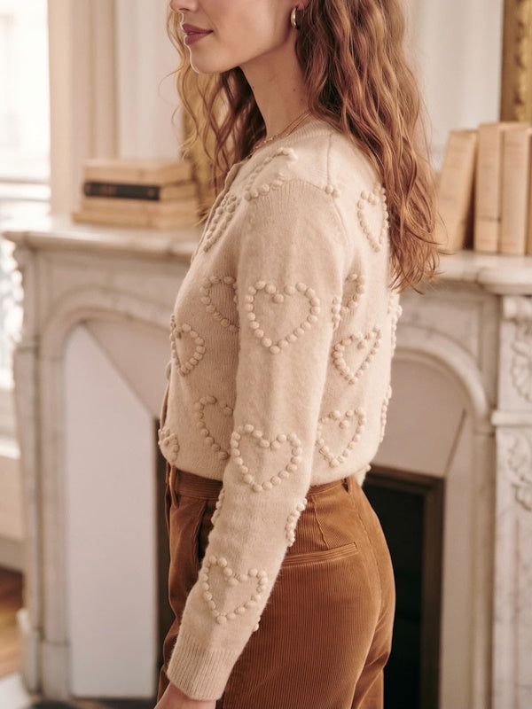 Heart me Knit Cardigan in Beige