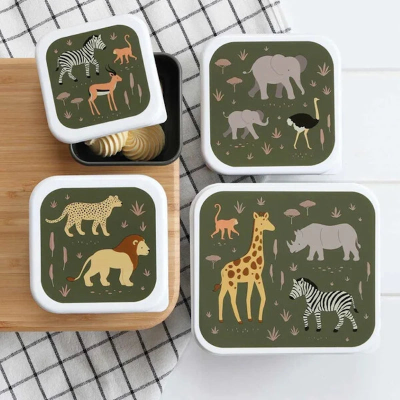 A Little Lovely Company - 4 Lunch & Snack Boxes Safari