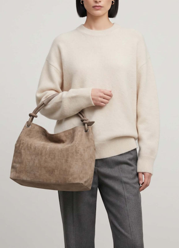 Sienna Croco Handbag Bag in Latte