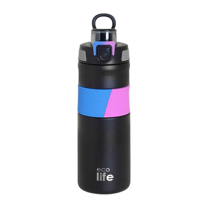 Μπουκάλι Θερμός Ecolife 0,50ltr Μαύρο με λαβή σιλικόνης