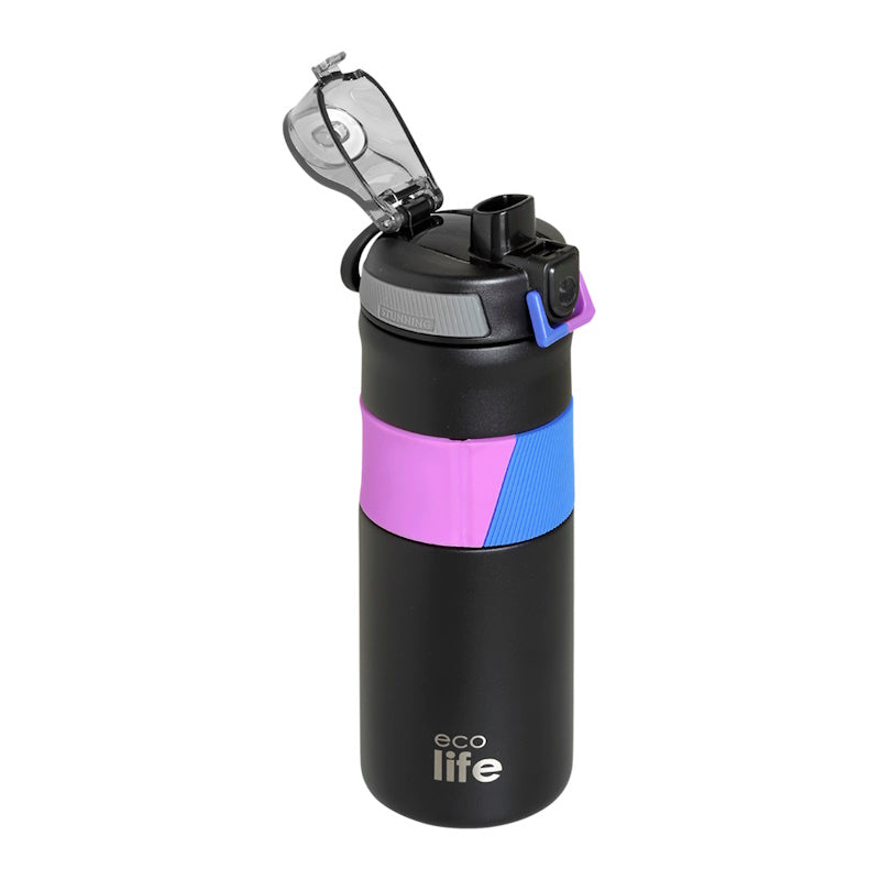 Μπουκάλι Θερμός Ecolife 0,50ltr Μαύρο με λαβή σιλικόνης