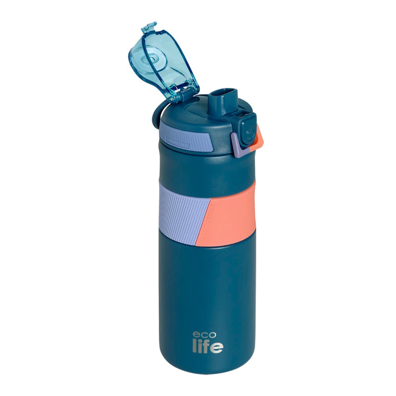 Μπουκάλι Θερμός Ecolife 0,50ltr Μπλε με λαβή σιλικόνης