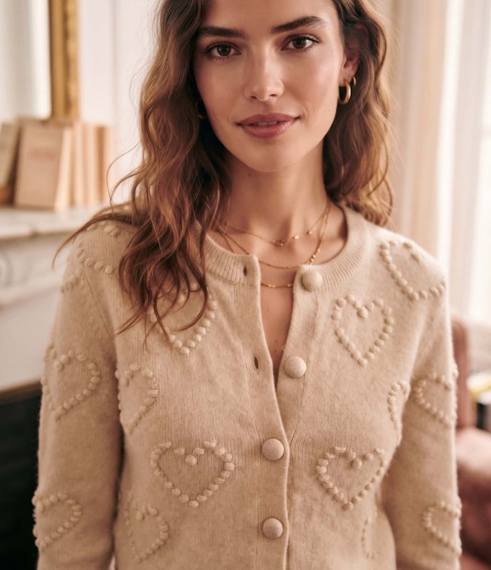 Heart me Knit Cardigan in Beige
