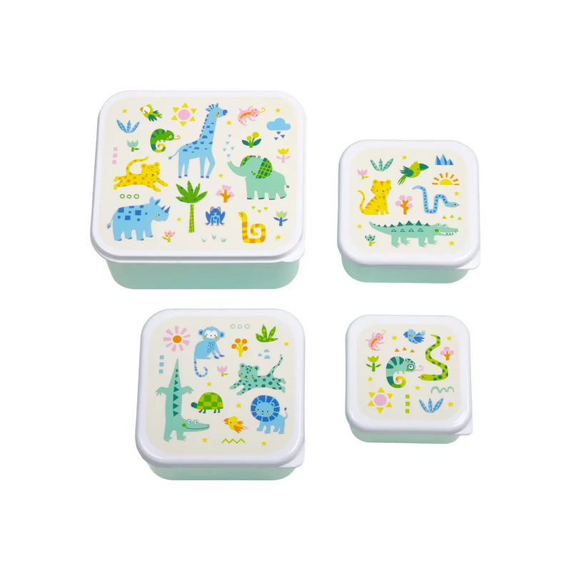 A Little Lovely Company - 4 Lunch & Snack Boxes Jungle