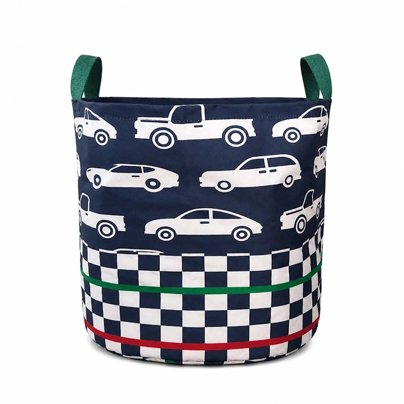 The Toy Bin Cars and Checkers Toy Storage Basket for Kids | Foldable Playroom Organizer (Copy)