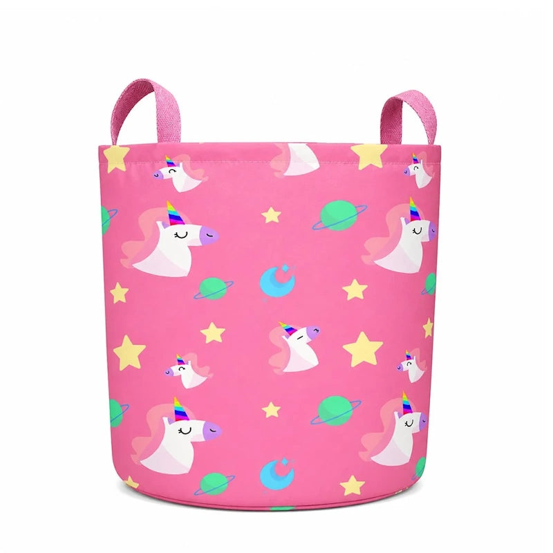 The Toy Bin Unicorn Toy Storage Basket for Kids | Foldable Playroom Organizer