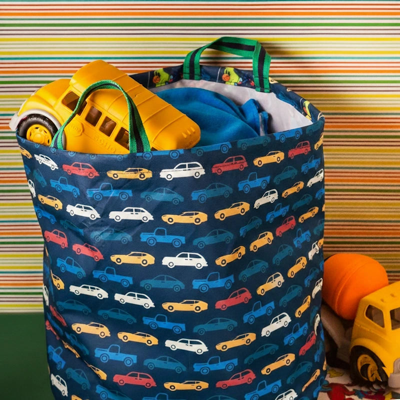 The Toy Bin Cars Toy Storage Basket for Boys | Kids Car Theme Toy Organizer