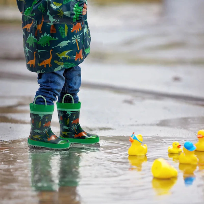 Stephen & Joseph Rainboots Charcoal Floral Γαλότσες
