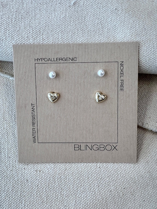 Tinnie Studs Heart + Pearl