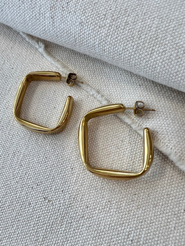 Square Hoops in Gold