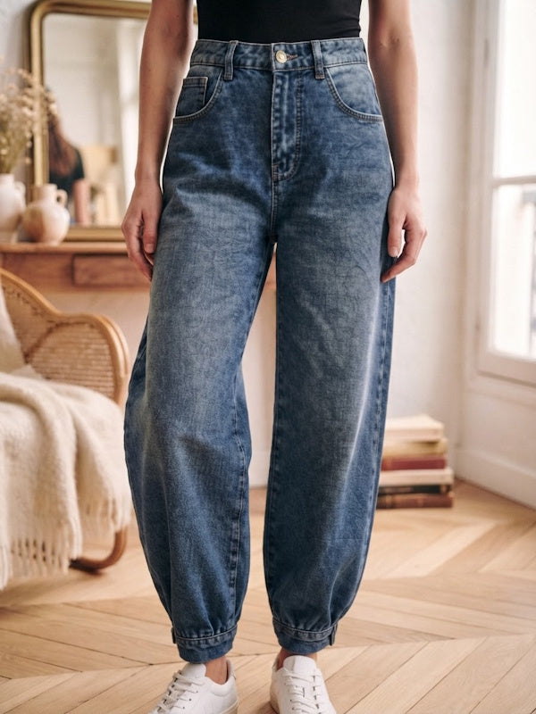 High Waist Baggy Denim in Blue