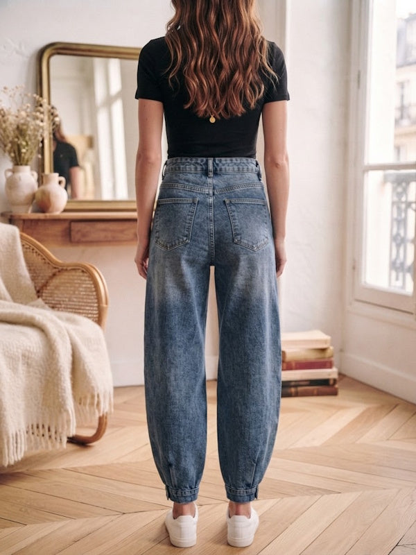 High Waist Baggy Denim in Blue