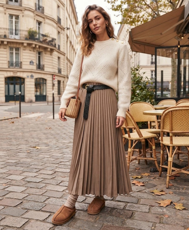 Waffle Skirt in Cement