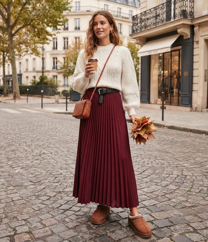 Waffle Skirt in Wine