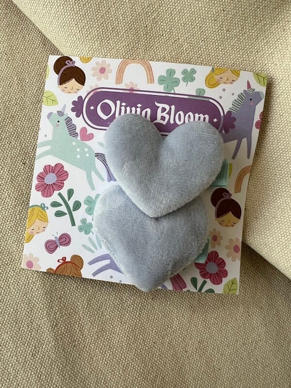 Olivia Bloom Felt Heart Set in Sky Blue