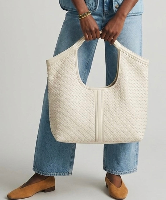 Woven Shopper Bag in Cream