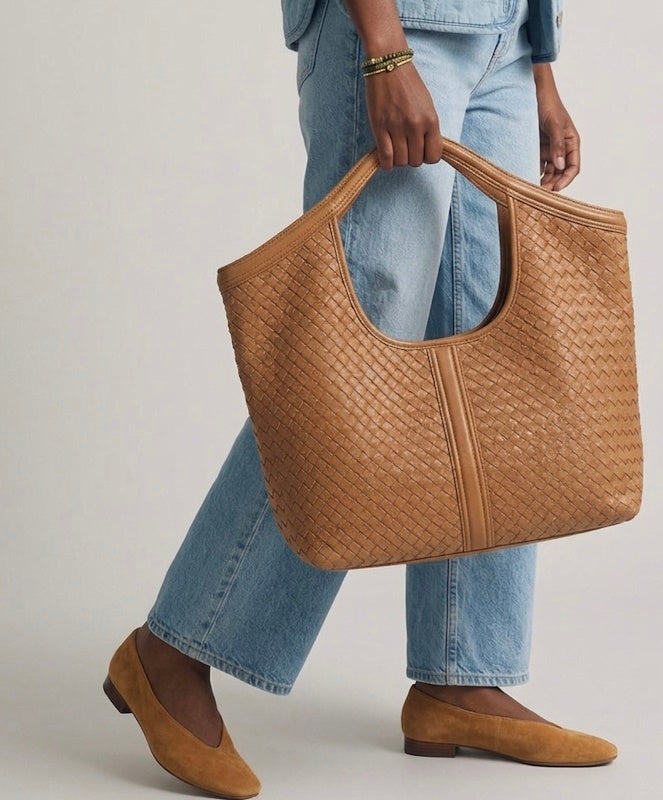 Woven Shopper Bag in Mocca