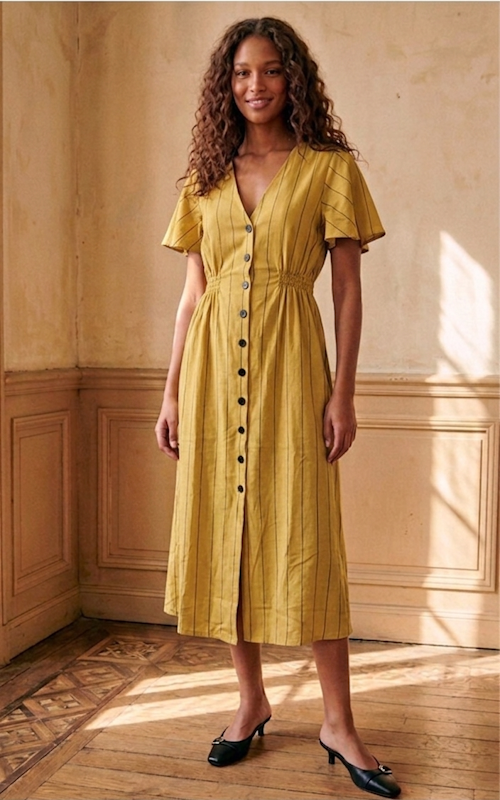 Dessi Midi Dress in Mustard