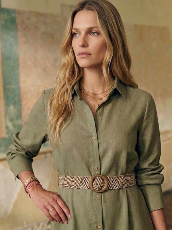 Chrissie Midi Dress in Khaki