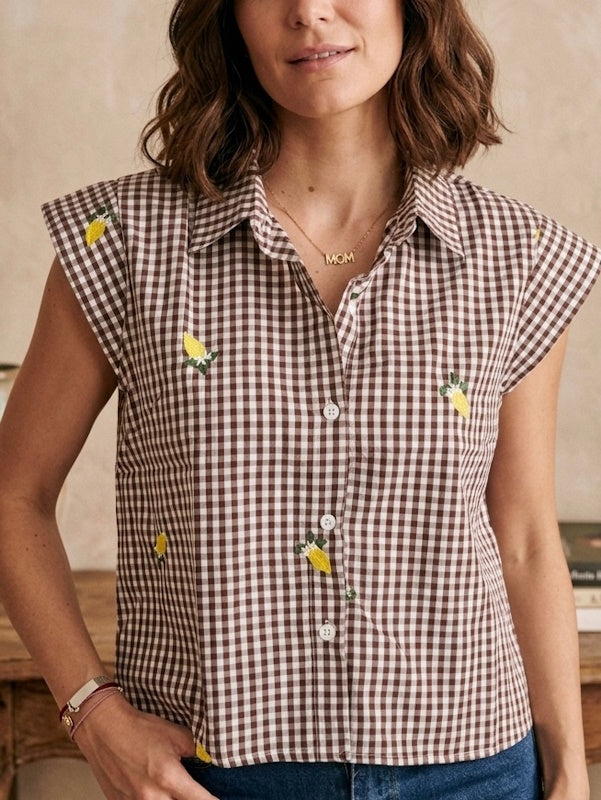 Gingham Lemon Shirt - Brown