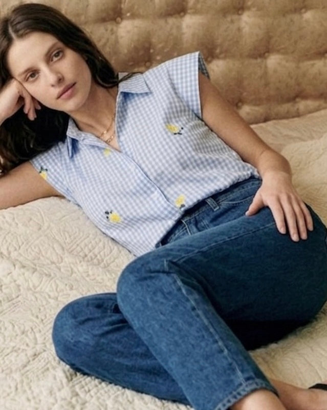 Gingham Lemon Shirt - Blue
