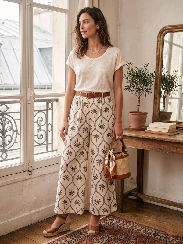 Palm Tree Print Pants