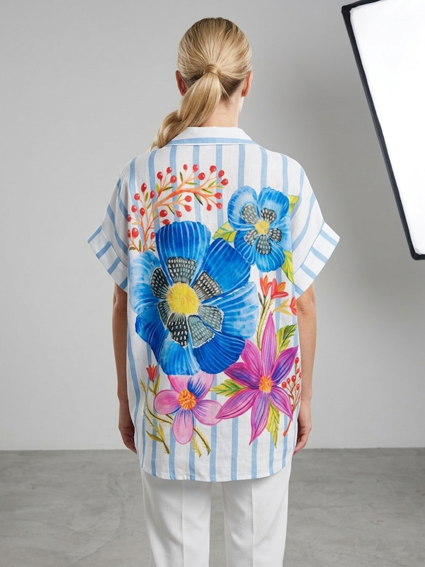 Bold Floral Print Wide Shirt