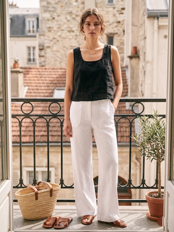 Linen Top in Black