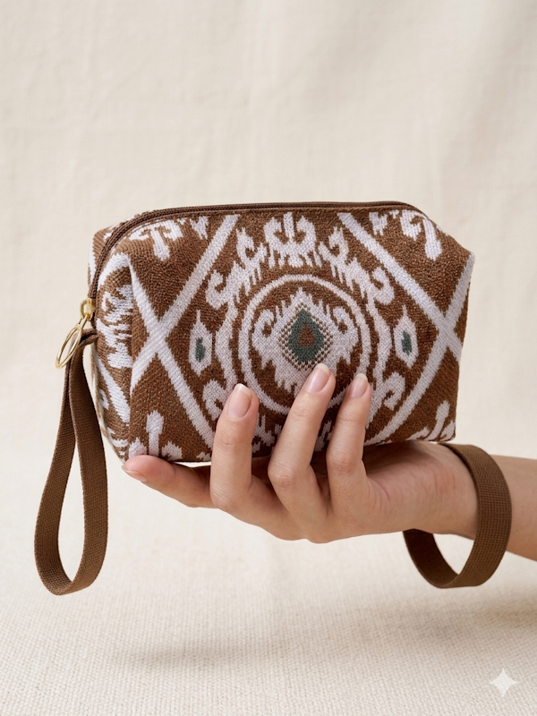 Ikat Mini Pouch in Cocao