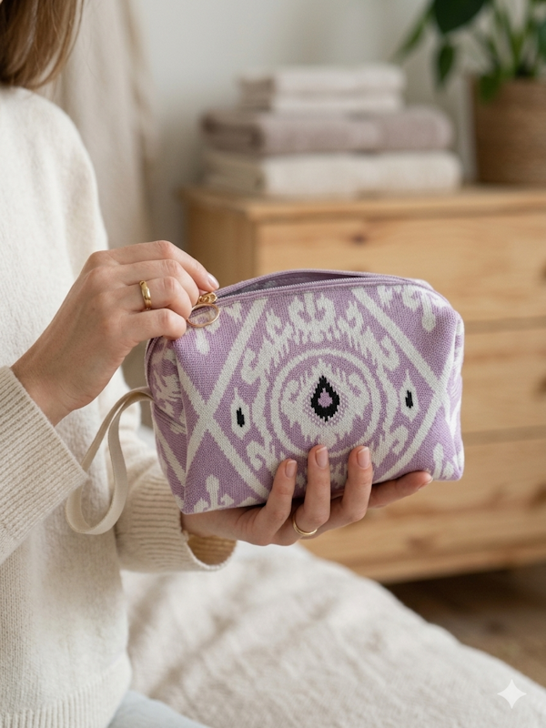 Ikat Mini Pouch in Lilac