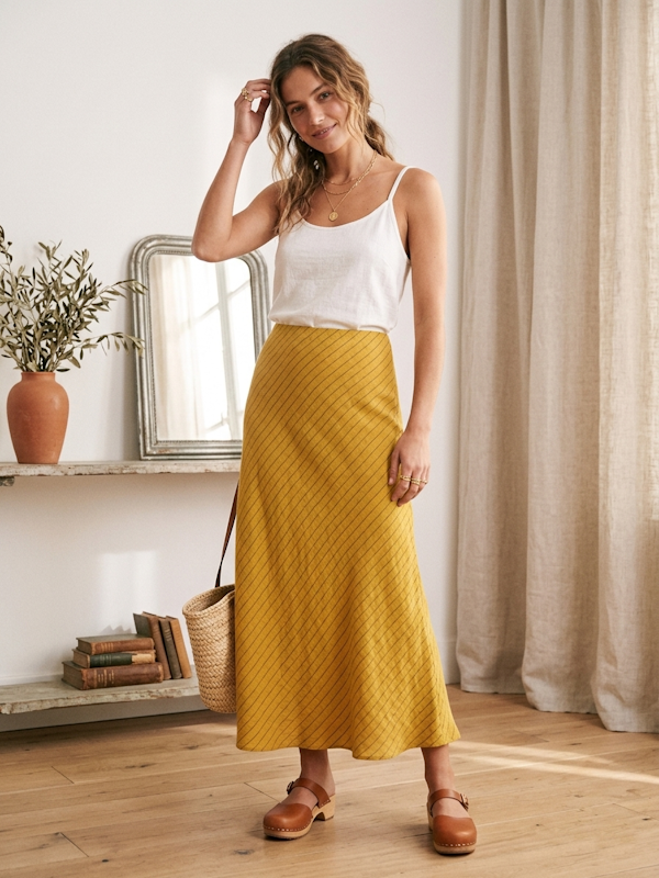 Linear Midi Skirt in Mustard