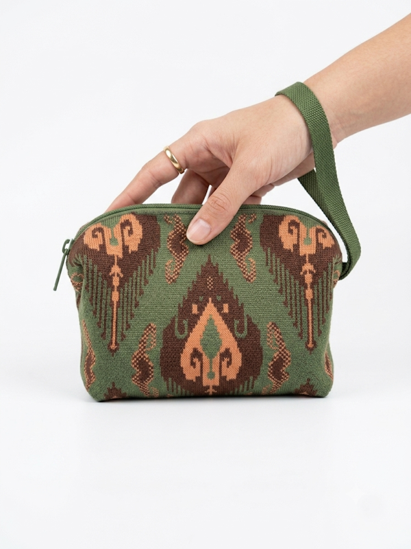 Ikat Mini Pouch in Khaki