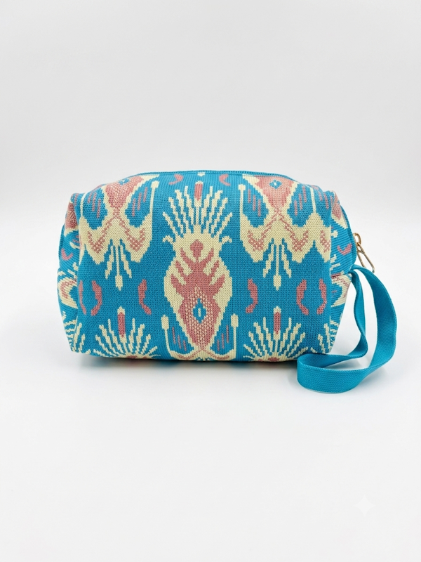 Ikat Mini Pouch in Sky + Pink