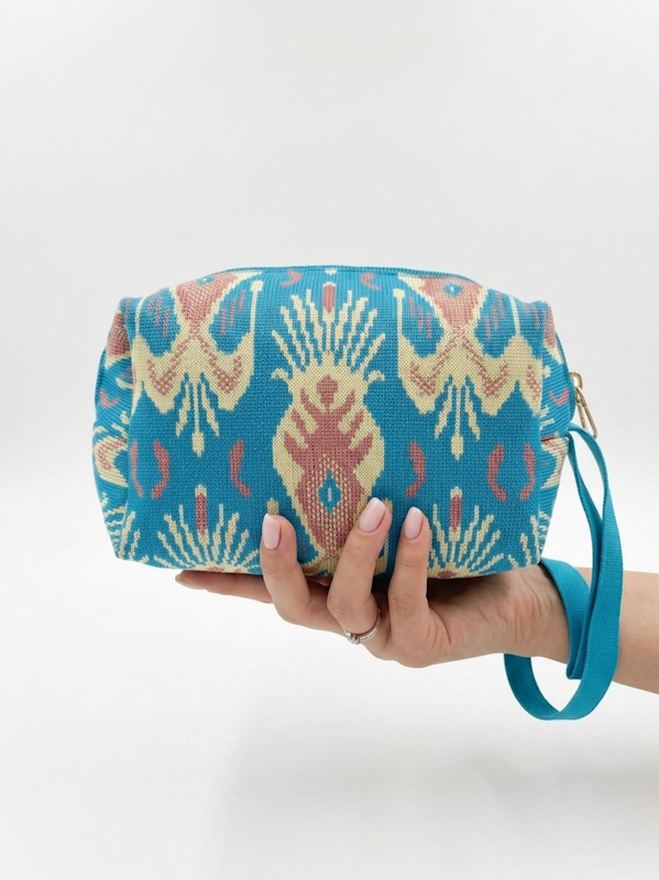 Ikat Mini Pouch in Sky + Pink