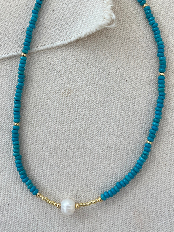 Turquoise & Pearls Necklace