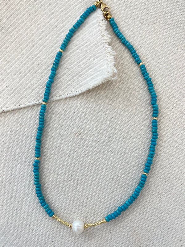Turquoise & Pearls Necklace