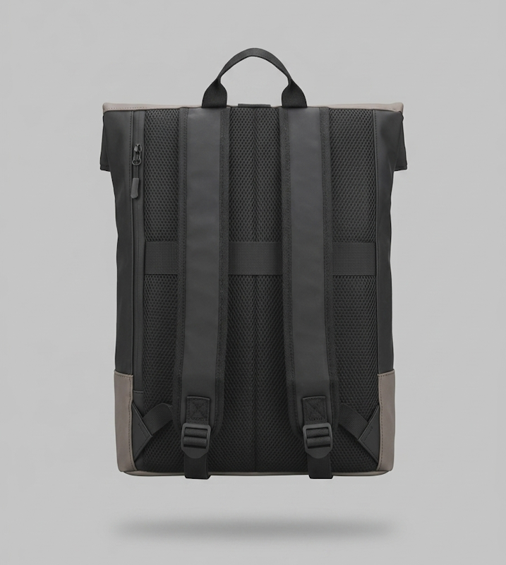 Fold-Top Backpack | Black & Stone