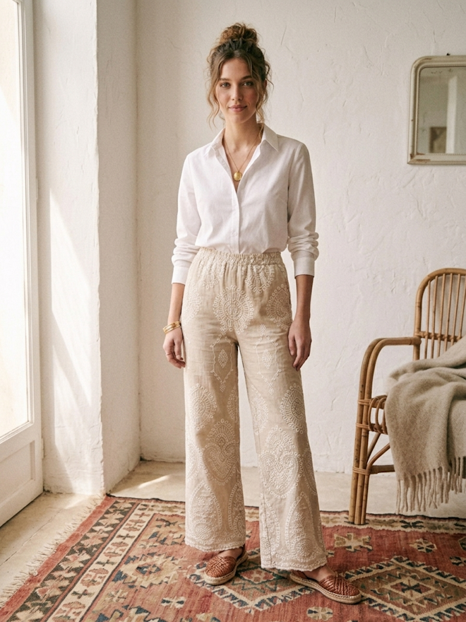 Mandala Pants in Beige