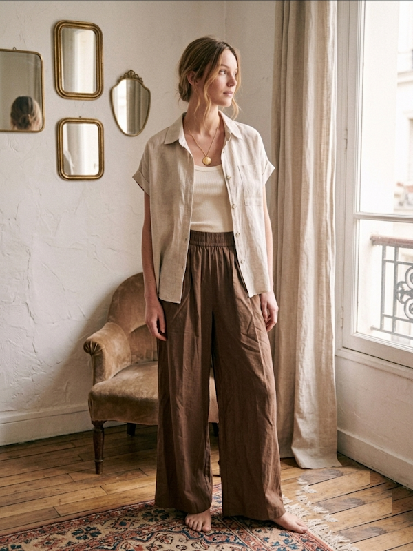 Denna Wide Leg Pants in Mocca