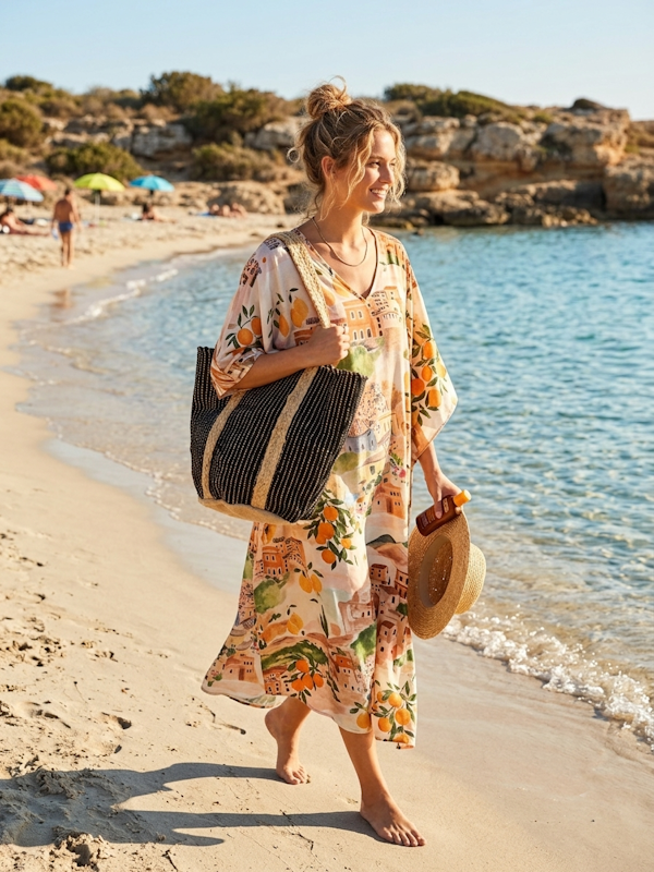 Beach Bag Raffia Oversized Black