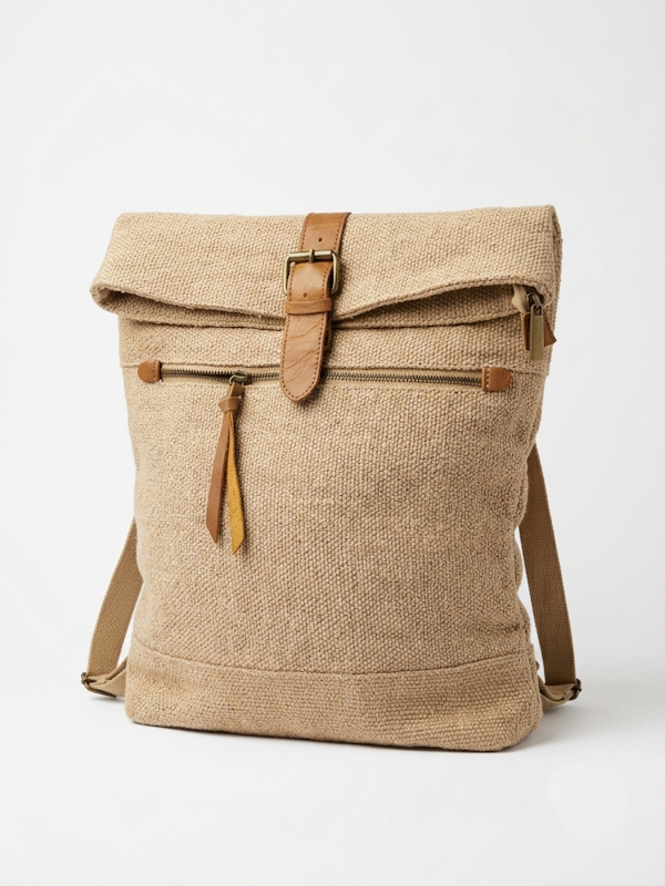 Raffia Backpack in Cognac