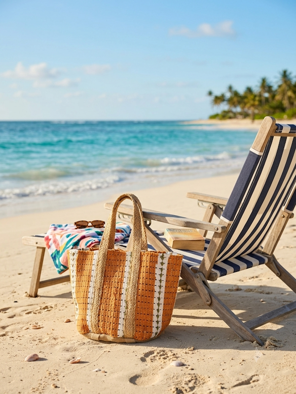 Beach Bag Raffia Oversized Orange